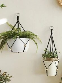 1pc Bohemian Handmade Woven Net Plant Hanger, Simple Home Decoration For Guesthouse, Wholesale - Multicolor - View 8