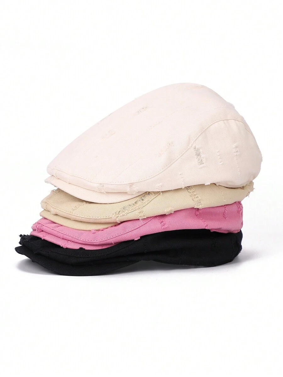 1入不分男女英式復古新聞男帽，純色極簡繪畫師帽適合日常穿著，四季皆宜 - 彩色 - 查看 1