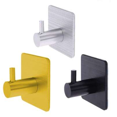 2pcs Towel Hooks-304 Stainless Steel Robe Hook Bracket, Heavy Duty Hat And Coat Hook, Wall Mounted Adhesive Hook For Bathroom, Living Room, Hotel, Kitchen And Garage