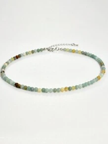 Collar de cadena de clavícula de estilo Y2K con piedra natural de aquamarina, joyería de collar de cuentas de topacio de 4 mm de colores, adecuado para uso diario y conjuntos