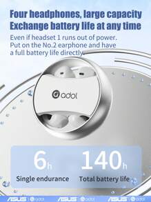 Asus High-Quality Sound, Long Battery Life, Large Battery Capacity, Noise Reduction, Clip-On And In-Ear Style, Sports Wireless Dual-Purpose Headphones - White - View 7