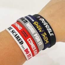 5pcs Inspiring Silicone Wristbands, Multi-Colored Rubber Bracelets For Sports - Multicolor - View 8