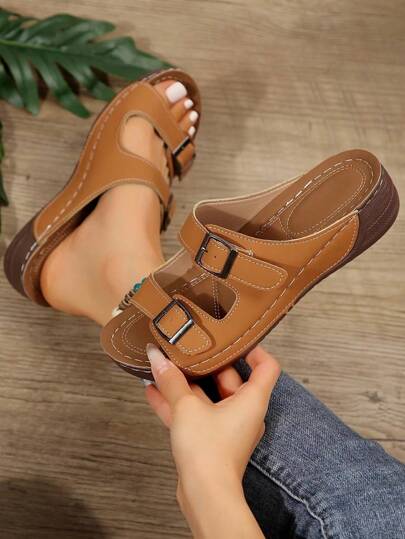 2024 New Autumn Flat Casual Breathable Lightweight Comfortable Women's Sandals, Large Size Slippers
