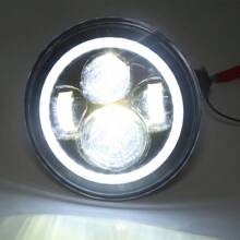 Round LED Headlight Halo, 2PCS 7inch 6000LM LED Headlamp Offroad Light Angle Eyes Compatible With Jep Wrangle(R) TJ JK CJ W/H4 To H13 Adapter Plug And Play