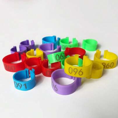 Multi-Color 100-Pack Poultry Digital Foot Ring Snap-On Chicken, Duck And Goose Mark Identification Foot Ring Open Farm Poultry Farming Special Mark Ring Reusable Identification Ring Random Color