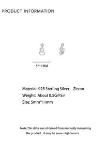1 par de pendientes asimétricos de tuerca de nota de violín de plata esterlina S925 huecos de microincrustaciones exquisitas y versátiles joyería para el oído para uso diario de mujeres. Regalo de Día de las Madres/ Día de San Valentín/ Pascua/ Novia