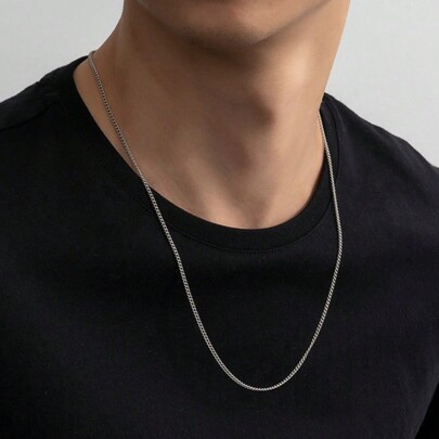 1pc Simple Chain Stainless Steel Side Chain Thin Twist Chain Accessory With Chain Street Style Fathers Day Gift School Jewelry Men Y2k Accessories Goth Chains Jeans Accessories Gothic Jewellery Back To School Halloween Accessories Punk