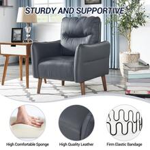 Faux Leather Accent Chair Armchair Overstuffed Living Room Chair Upholstered Comfortable Club Chair Fake Pleather Arm Chairs For Bedroom Office Relaxation Seat Chair With Arms Single Sofa - Navy Blue - View 4