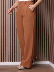 Women Pants - 卡其色 - 查看 3