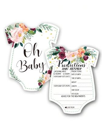 5pcs/Set Baby Shower Predictions Card, Gender Reveal Party Game Cards, Baby Prediction Keepsake Cards
