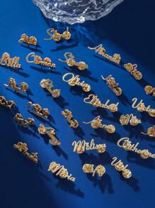 Broche personalizado con nombre en inglés para mujer, minimalista y de moda, adecuado para dar como regalo conmemorativo a familiares y amigos (Solo nombres en inglés) - Plateado - Ver 2