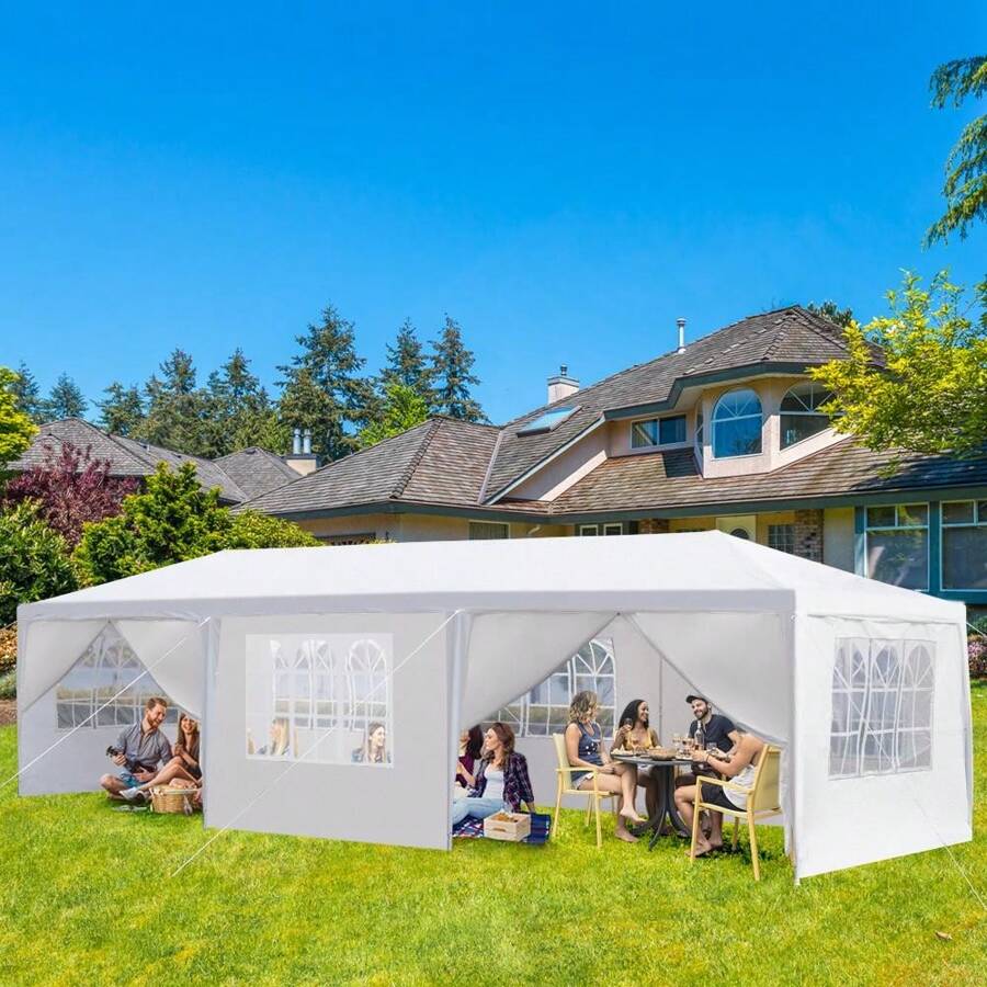 10'x30' Outdoor Party Tent With 8 Removable Sidewalls Waterproof Canopy Patio Wedding Gazebo - White - View 1