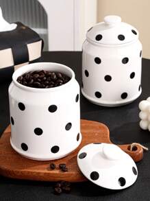 1 套带盖陶瓷罐，多用途储存罐，可盛放咖啡、零食、谷物、糖果、饼干，适合居家、户外、婚礼、派对、礼物、生日、圣诞节