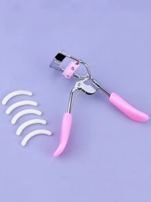 1pc Eyelash Curler With 5pcs Replacement Pads, White Portable Makeup Tool - Multicolor - View 10