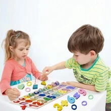 MITEGELO Rompecabezas de madera para niños, material didactico para la comprensión temprana de números y gráficos de los niños, adecuado para juguetes educativos 1-2 años para niños. - Multicolor - Ver 5