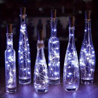 Vinflaskljus med kork 10 förpackningar 2M/20 Led - Mini koppartråd Fairy String Light Batteridriven,För spritflaskor Hantverk Fest Bröllopsdekoration Alla hjärtans dag, Thanksgiving Julklapp (Kallvitt ljus)