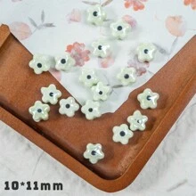 10pcs Colorful Flower Shaped Hand Painted Ceramic DIY Beads For Bracelet, Necklace, Earrings, Phone Charm Pendant Jewelry Making Valentines