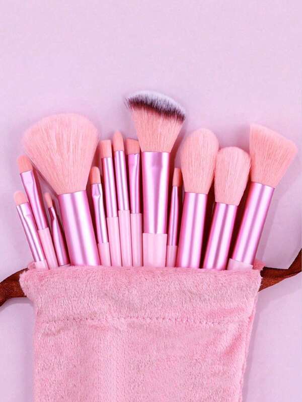 13 Piezas Conjunto De Cepillos De Maquillaje Portátil Con Cerdas Suaves Para Rubor, Sombra De Ojos Y Kit De Herramientas Cosméticas Para Cara Completa
