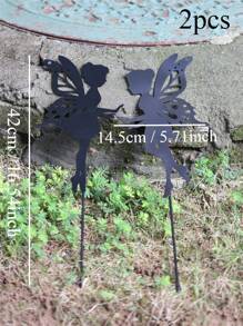 Decoración Metálica Del Césped Del Jardín De Hadas, Silueta Recortada De Púas Al Aire Libre, Diseño De Hierro Negro