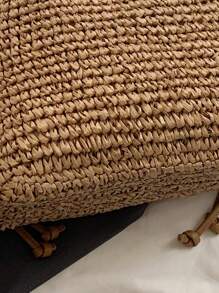 Large Capacity Woven Straw Drawstring Bag, Ideal For Beach Or Vacation, Versatile For Fashion, Commuting, And Daily Use. Lightweight And Minimalistic, Perfect For Daily Outings.