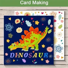 1pc Cute Dinosaur Combination Metal Cutting Die, DIY Scrapbook Album Decoration Embossing Paper Card Making Tool - Silver - View 4
