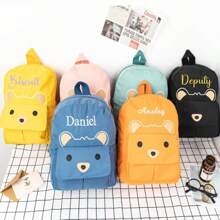 1 pièce Sac à dos en peluche brodé personnalisable avec votre nom, design mignon d'ourson, poche à fermeture éclair, léger, pour garçons filles étudiants, sac à bandoulière multifonctionnel pour femmes, sac d'école/sac à dos de collège, cadeau idéal pour lui, elle, enfants pour anniversaires, remise des diplômes, Noël, hiver, automne, école, extérieur/sorties/voyages/randonnée/stade/sports/escalade, sacs à bandoulière personnalisés pour femmes, confort facile - Noir - Voir 2