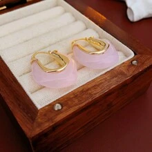 Andkiss 1 对百搭优雅 U 形环状耳环 - 粉色 - 查看 4