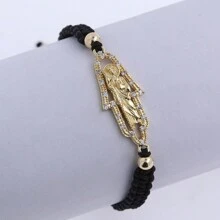 1 pezzo Braccialetto intrecciato con tracolla a manico vuota dipinta a mano in rame placcato in oro 18K incastonati in diamanti a forma di retrò Giuda / Vergine Maria. Unisex. Regalo perfetto per la festa del Papà e per la famiglia e gli amici. Alla moda e unico. - Multicolore - Visualizzare 10