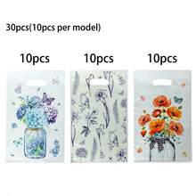 30pcs Flower, Butterfly And Insect Themed Gift Bags, PE Waterproof Storage Bags, Party Favor Bags For Birthday Celebrations And Gatherings - 30pcs - View 5