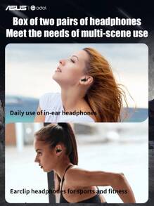 Asus Black Wireless Wireless Clip-On In-Ear Running Sports High-Quality Sound Unique Design Dual-Purpose Headphones - Black - View 7