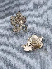 1 pieza Hebilla de cinturón hueca con mariposa, clip desmontable duradero y de moda para jeans, faldas, pantalones. Adecuado para estudiantes femeninas, con un broche de imitación de perla, para ajustar el cinturón o usar como accesorio de ropa.