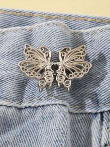 1 pieza Hebilla de cinturón hueca con mariposa, clip desmontable duradero y de moda para jeans, faldas, pantalones. Adecuado para estudiantes femeninas, con un broche de imitación de perla, para ajustar el cinturón o usar como accesorio de ropa.