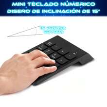 Teclado Numerico Inalambrico 2.4 Ghz Pc iOS Android Mini Teclado Numérico 19 Teclas color Negro - Negro - Ver 5