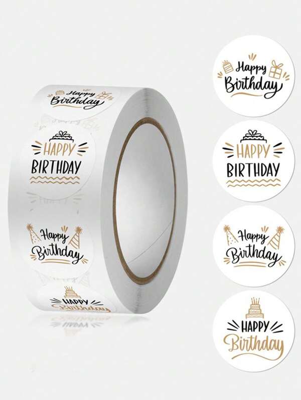 500pcs/Roll Happy Birthday Stickers Back To School