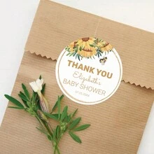 96Pcs Personalized Round Circle Label Stickers Custom Name Date Thank You Stickers For Bridal Shower Party Favors - 308 - View 2