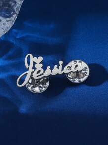Broche personalizado con nombre en inglés para mujer, minimalista y de moda, adecuado para dar como regalo conmemorativo a familiares y amigos (Solo nombres en inglés) - Plateado - Ver 7