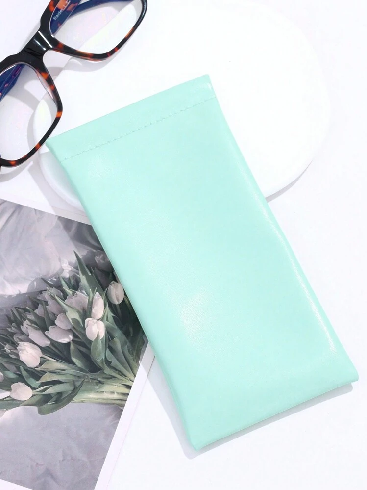 1 pieza Bolsa portátil para gafas en color azul cadete, bolsa de almacenamiento de lentes de soft pu leather, funda protectora para gafas de sol, que se puede utilizar para almacenar auriculares, monedas, joyas. Un regalo ideal para amigos, familiares, compañeros de clase, maestros y colegas. - Azul Cadete - Añade 2