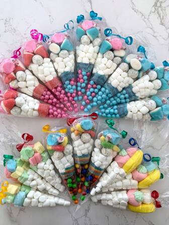 50/100 件 DIY 糖果袋，透明锥形储物袋，婚礼礼品装饰，适用于派对、圣诞节情人节