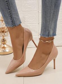 2023 New Arrival Nude High Heel Pointed Toe Shoes, Stiletto Heel, Comfortable For Plus Size Women To Commute & Dress Up, Sexy Low Vamp Design In Black - Watermelon Pink - View 5