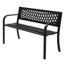 47in PVC Mesh Backrest Iron Bench Black - Black - View 3