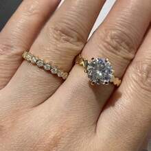 2pcs Fashionable Gold Plated Alloy Zirconia Inlaid Decorated Wedding Rings Set For Women's Daily Wear