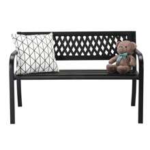 47in PVC Mesh Backrest Iron Bench Black - Black - View 5