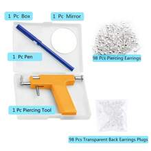 98pcs/Sets Ear Piercing Gun Tool,Professional Ear Body Pierce Piercing Gun Reusable Tools Beauty Kit Set Painless Hole Piercing Machine With 98Pcs Stainless Steel Ears Studs - White - View 8