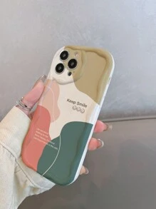 Funda protectora de teléfono de 1 pieza con elemento de eslogan lindo minimalista, patrón de hoja, a prueba de golpes, compatible con iPhone 11/12/13/13ProMax/14ProMax/15/15Pro/15Plus/15ProMax/16ProMax, resistente al agua, a los arañazos y a las caídas, regalo de primavera, fiesta de primavera - Multicolor - Ver 4