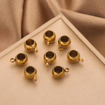 20pcs Stainless Steel Gold-Plated Vertical Through-Hole Beads Adjustment Beads Positioning Beads Spacer Beads Diy Ladies' Stainless Steel Jewellery Necklace Bracelet Earrings Spacer Beads Material Jewelry Accessories