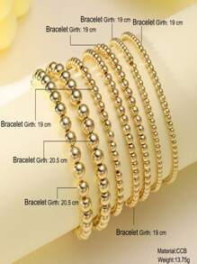 Conjunto de 7 pulseiras de moda feminina, pulseira de contas feita à mão com contas de ouro CCB e cordão elástico