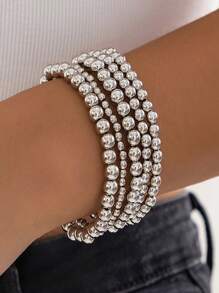 Conjunto de 7 pulseiras de moda feminina, pulseira de contas feita à mão com contas de ouro CCB e cordão elástico