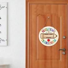 HOOLYUK Back To School Wooden Door Sign, Party Decoration For Start Of School Year, Creative Welcome Sign Display Board - Apricot - View 3