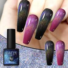 MAOMIA 1 件彩虹猫眼指甲油凝胶 9ml 闪亮磁性指甲油凝胶 DIY 艺术设计不同颜色猫眼美甲沙龙