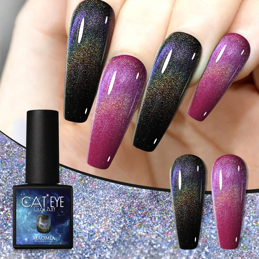 MAOMIA 1 件彩虹猫眼指甲油凝胶 9ml 闪亮磁性指甲油凝胶 DIY 艺术设计不同颜色猫眼美甲沙龙